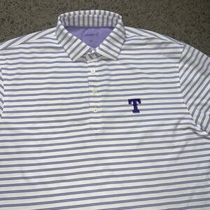 TCU Horned Frogs johnnie-O Polo Shirt Mens Medium White Striped